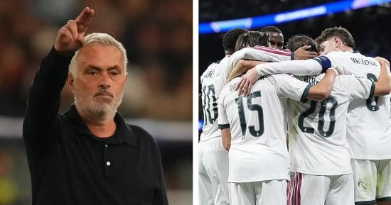 جوزيه مورينيو خلال مباراة ريال مدريد وبرشلونة في الكلاسيكو
